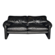 Two seater Maralunga Sofa in Black Leather for Cassina. 1970s