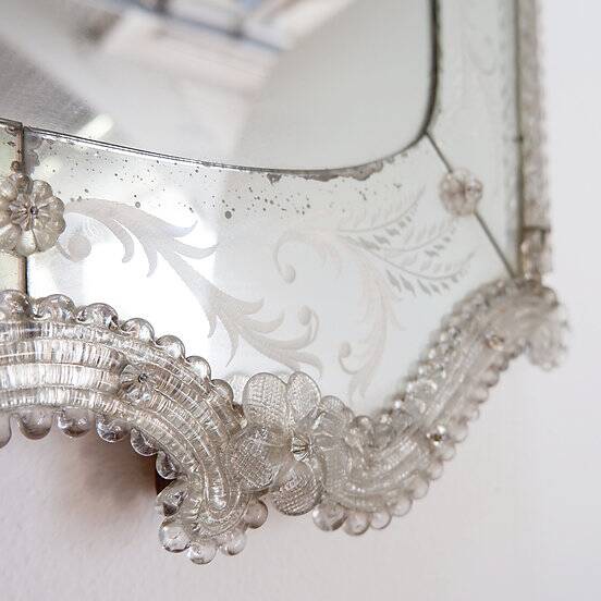Italian Venetian Murano Floral Wall Mirror