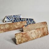Set of 5 old enameled ceramic knife holders, Moroccan craftsmanship, 9.5 cm