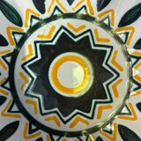 Quimper HB plate with Breton geometric design, vintage ceramic.