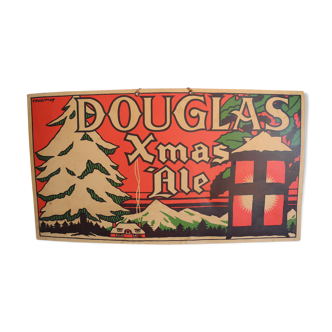 Douglas Xmas Ale beer advertising cardboard poster signed FTocksMay beer advertising