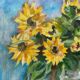 Painting bouquet of sunflowers oil on canvas