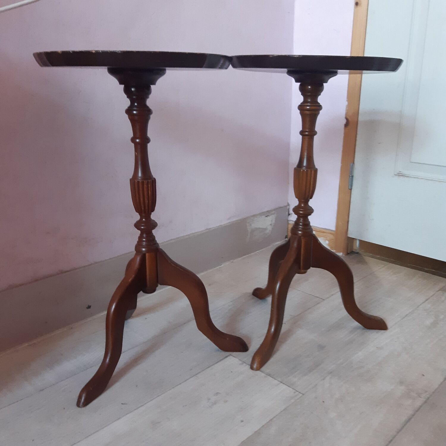 Pair of pedestal tables