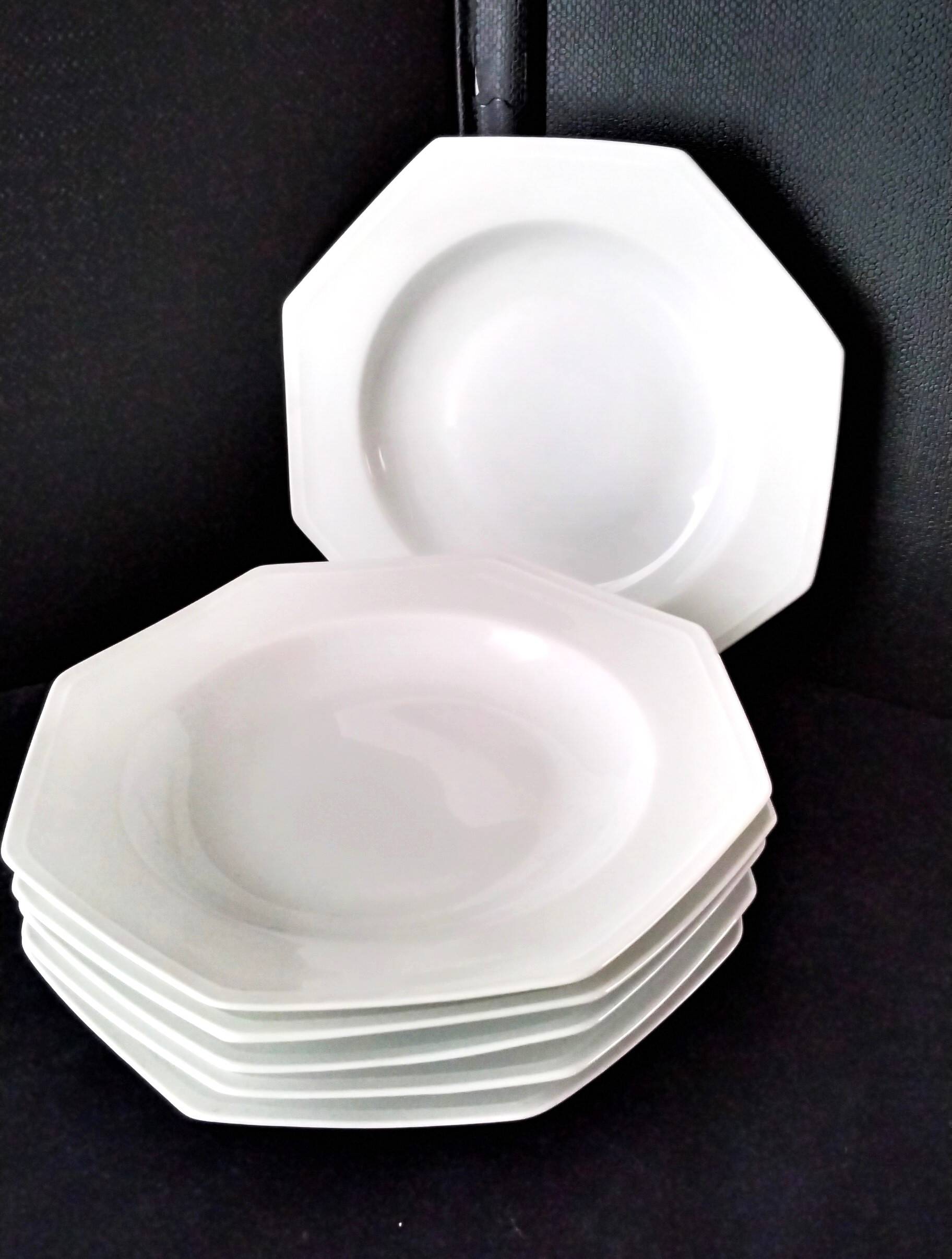 6 white Limoges porcelain deep plates