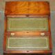 Military desk Harrods in Burr Yew wood with leather, country style.