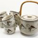 Teapot and its 6 cups with birds Seventies look made in Korea