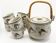 Teapot and its 6 cups with birds Seventies look made in Korea