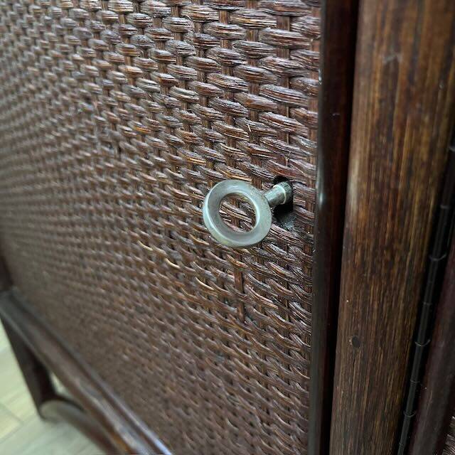 Vintage sideboard in woven wicker and bamboo