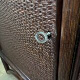 Vintage sideboard in woven wicker and bamboo