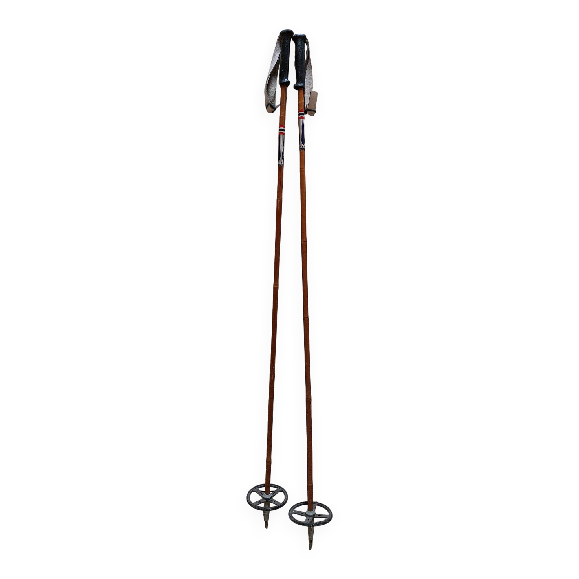 Pair of vintage bamboo ski poles - VM STAVEN - 131 cm