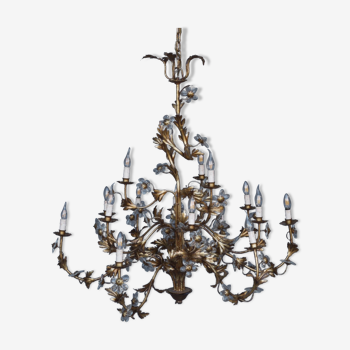 Gilded Metal Tree Chandelier by Hans Kögel, 1970s