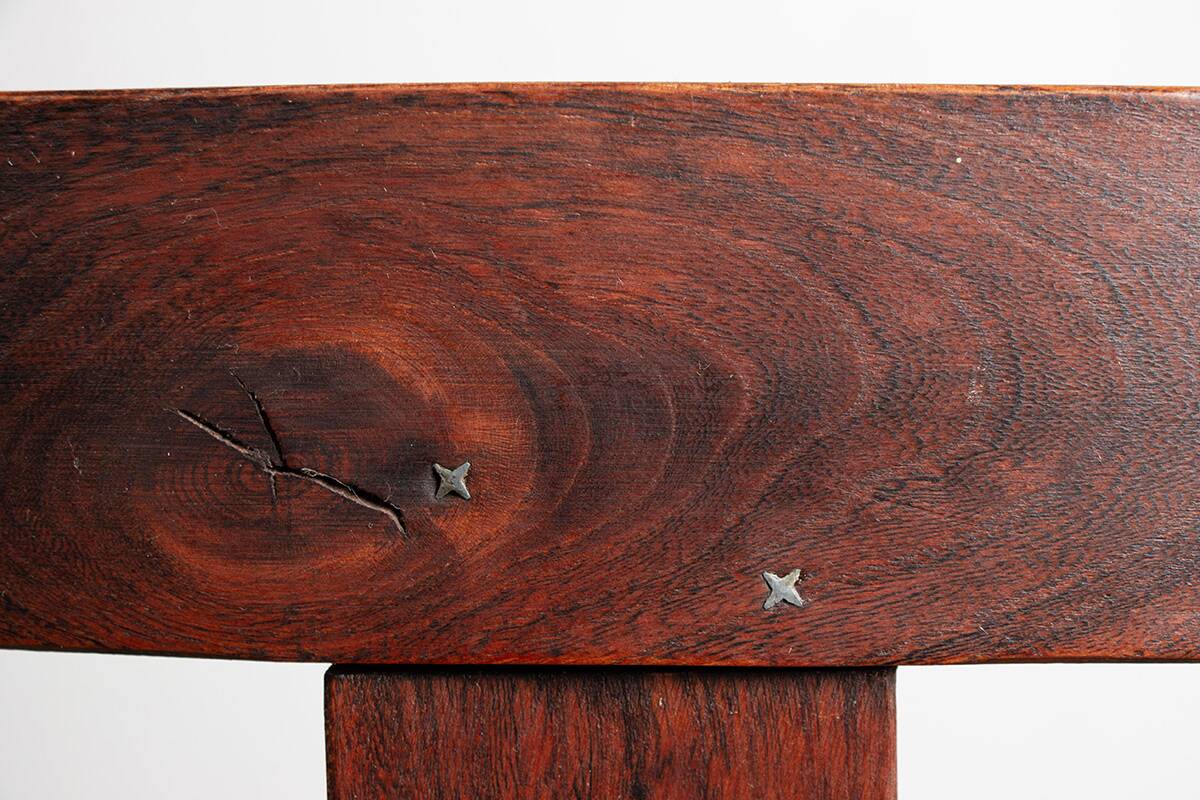 Set of 4 Scandinavian chairs in solid Elm, model T in the style of Olavi Hannin.