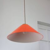 Mid-Century Modern Italian Orange Plexiglass and Brass Pendant Lamp, 1960s