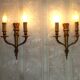 Elegant Pair French Antique Bronze Empire Arrow Style Double Wall Lights 4841