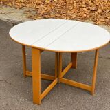 Vintage round folding Scandinavian dining table from the 1970s