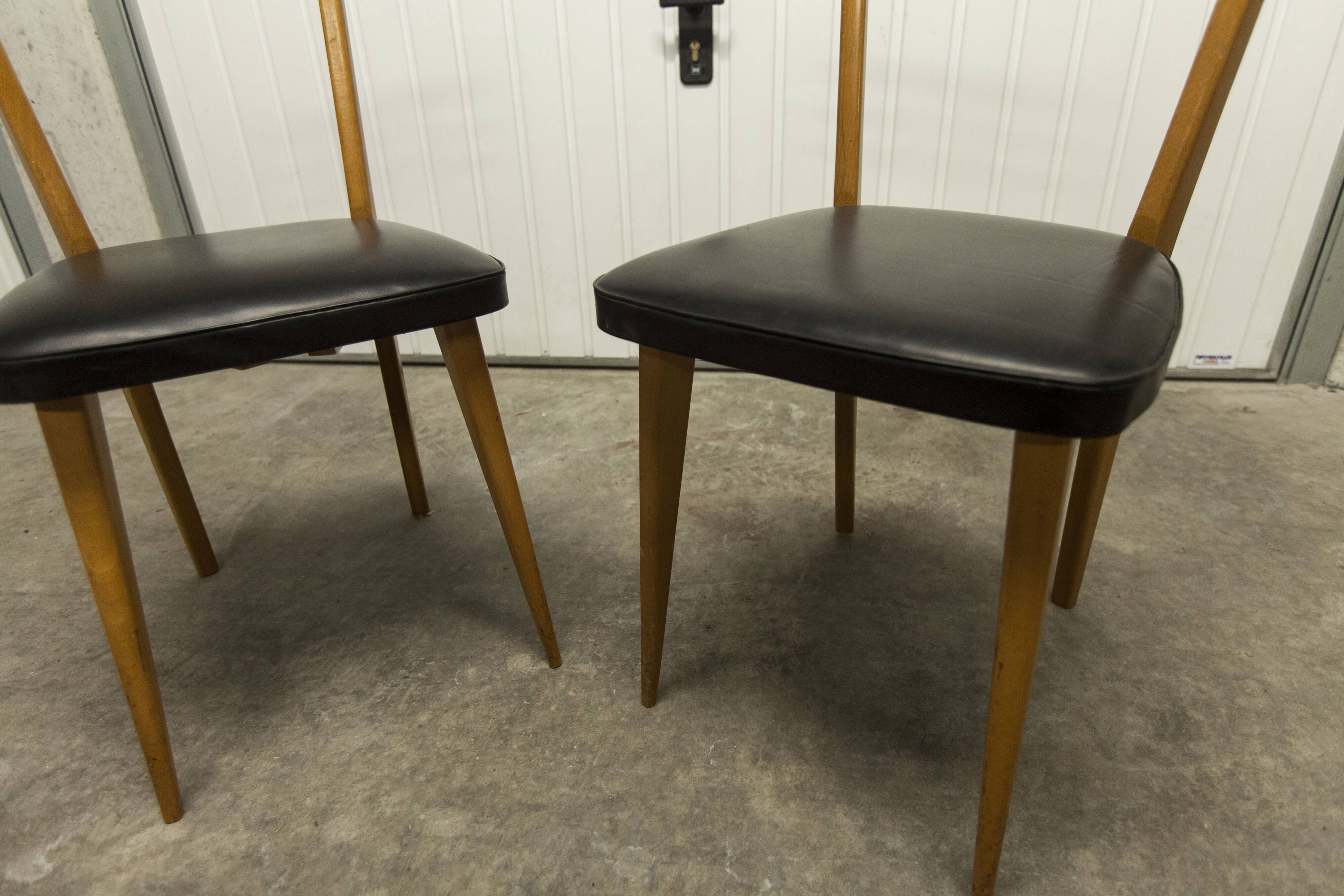 Pair of Scandinavian 1960 beech chairs