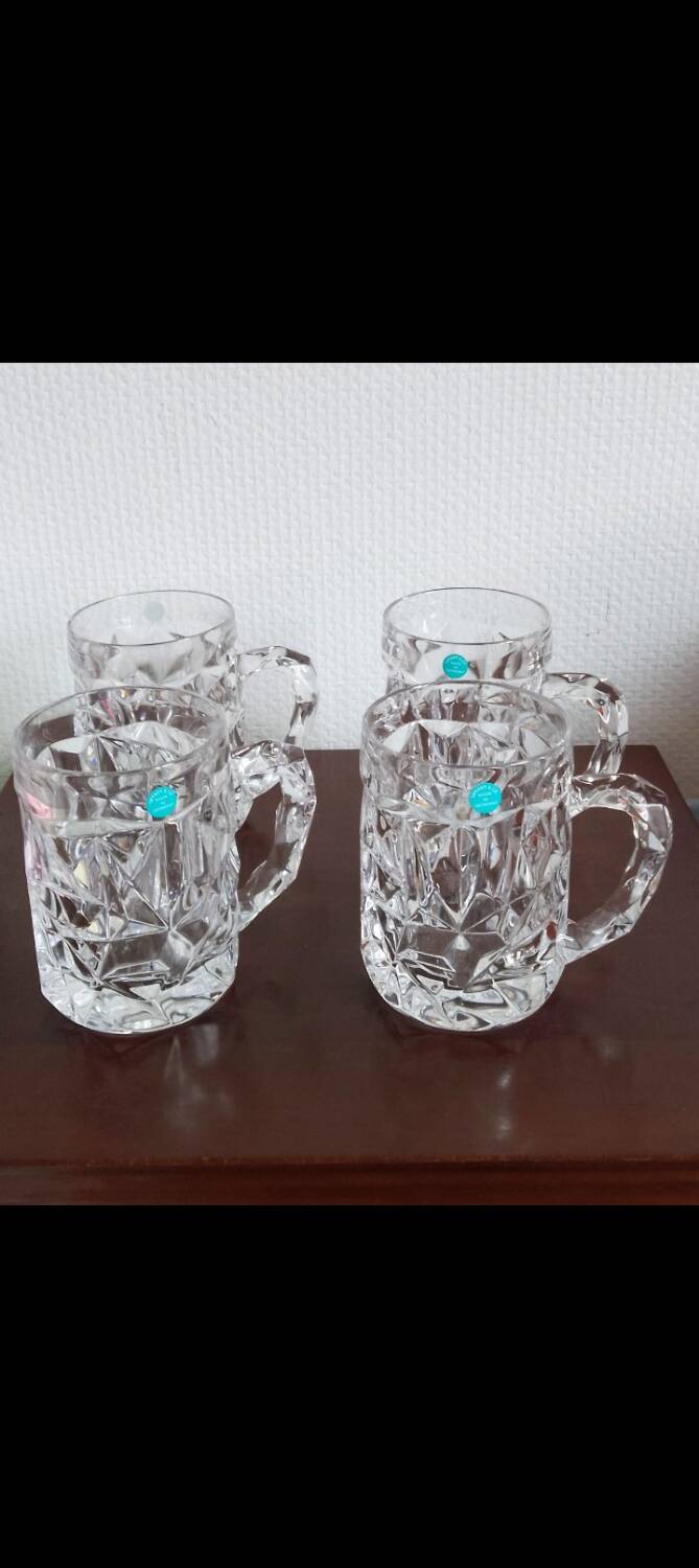 4 cut crystal beer mugs from Tiffany and Co.