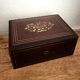 Former Napoleon III jewellery box inlaid brass marquetry, mother-of-pearl