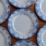 7 flat plates 19th century ironstone KG Luneville "Phoenix"
