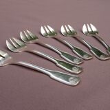 6 silver metal oyster forks shell model