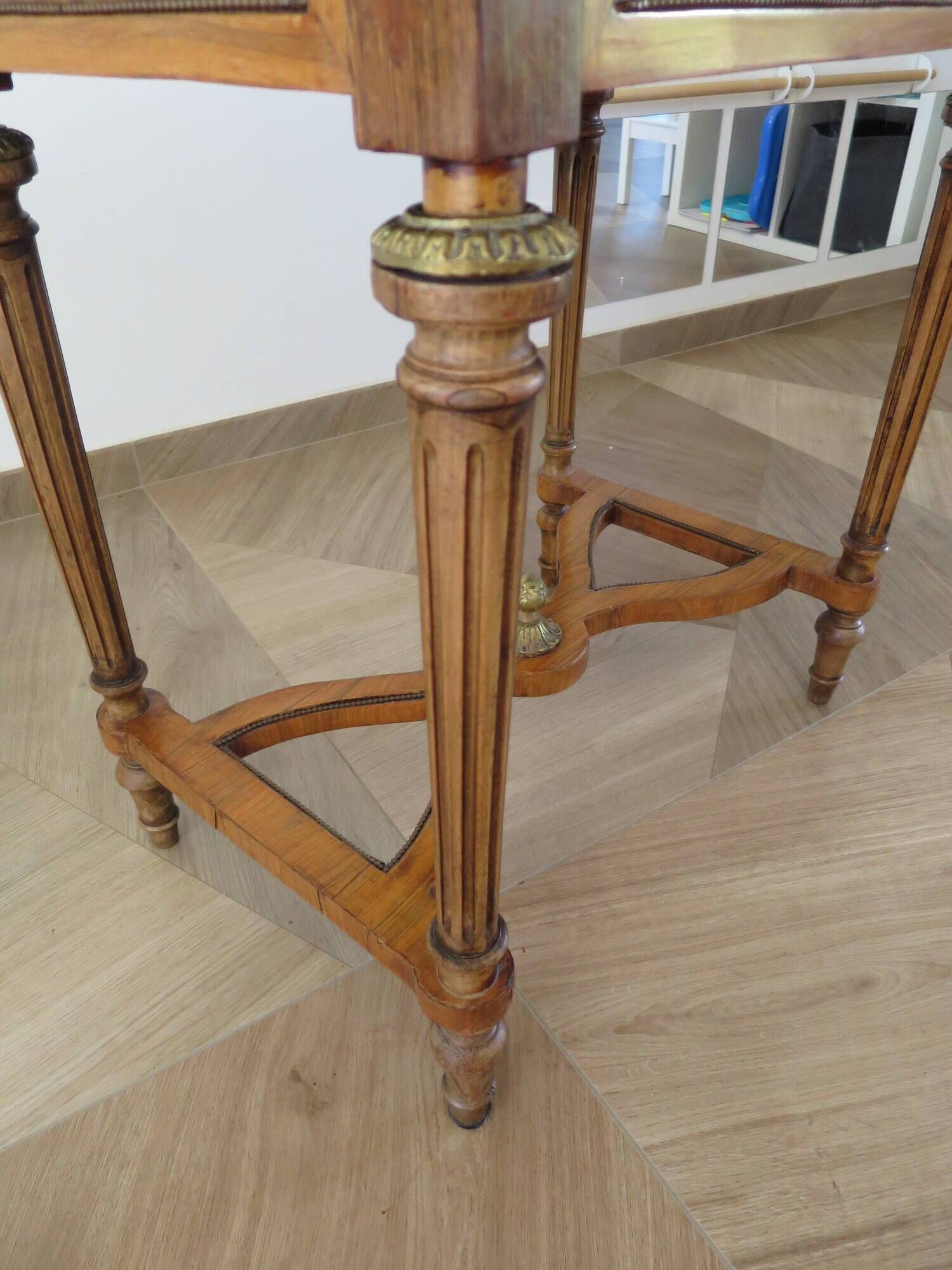 Rare - portfolio game table in marquetry and decorative bronze - Louis XVI style - Early 1900