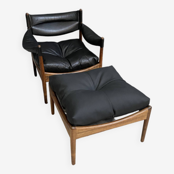 Kristian Vedel Rosewood & Leather 'Modus' Lounge Chair for Søren Willadsen incl ottoman