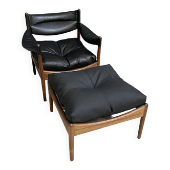 Kristian Vedel Rosewood & Leather 'Modus' Lounge Chair for Søren Willadsen incl ottoman