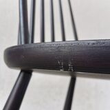 Chaise de salle à manger vintage en hêtre noir : style Ilmari Tapiovaara, scandinave