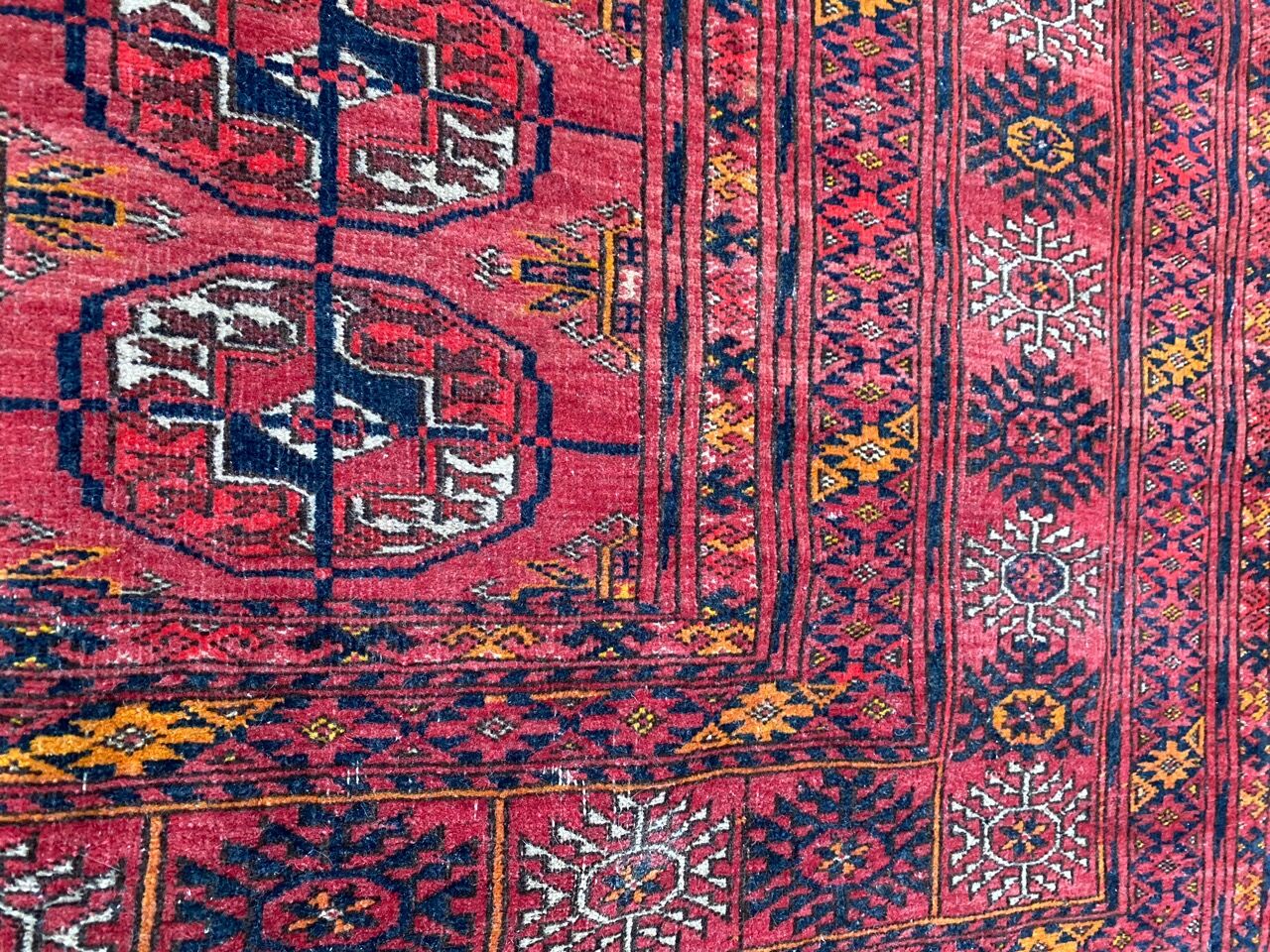 Old Turkmen bukhara handmade handmade wool rug 120x164 cm