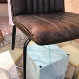 Fauteuil en cuir vert bronze 1950
