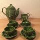Ceramic cabbage tea set 4 cups teapot milk pot