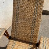 Wicker chaise longue