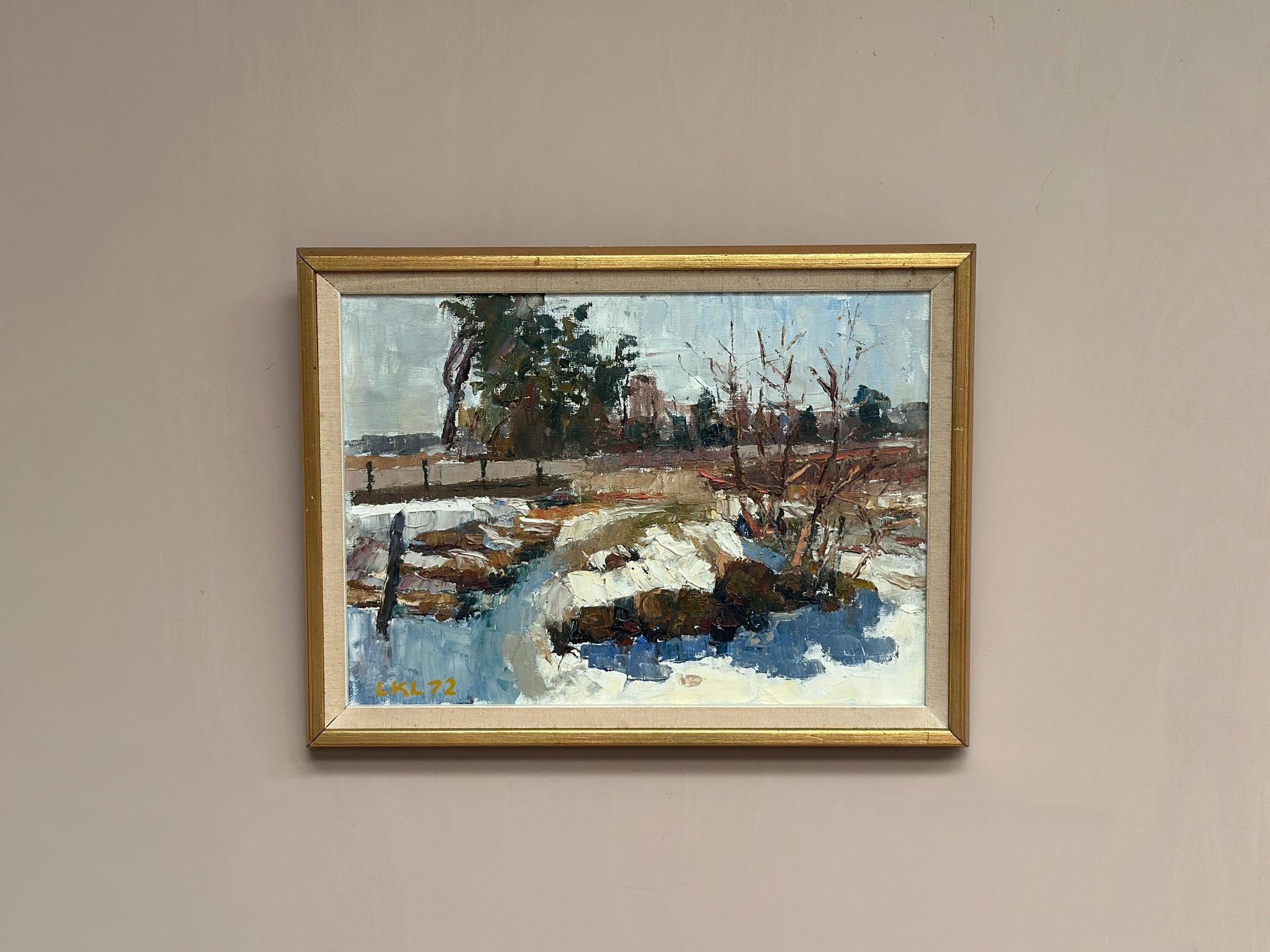 Original Mid Century Swedish Oil On Canvas – “Vinterdag” – Vintage & Framed