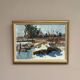 Original Mid Century Swedish Oil On Canvas – “Vinterdag” – Vintage & Framed
