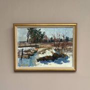 Original Mid Century Swedish Oil On Canvas – “Vinterdag” – Vintage & Framed
