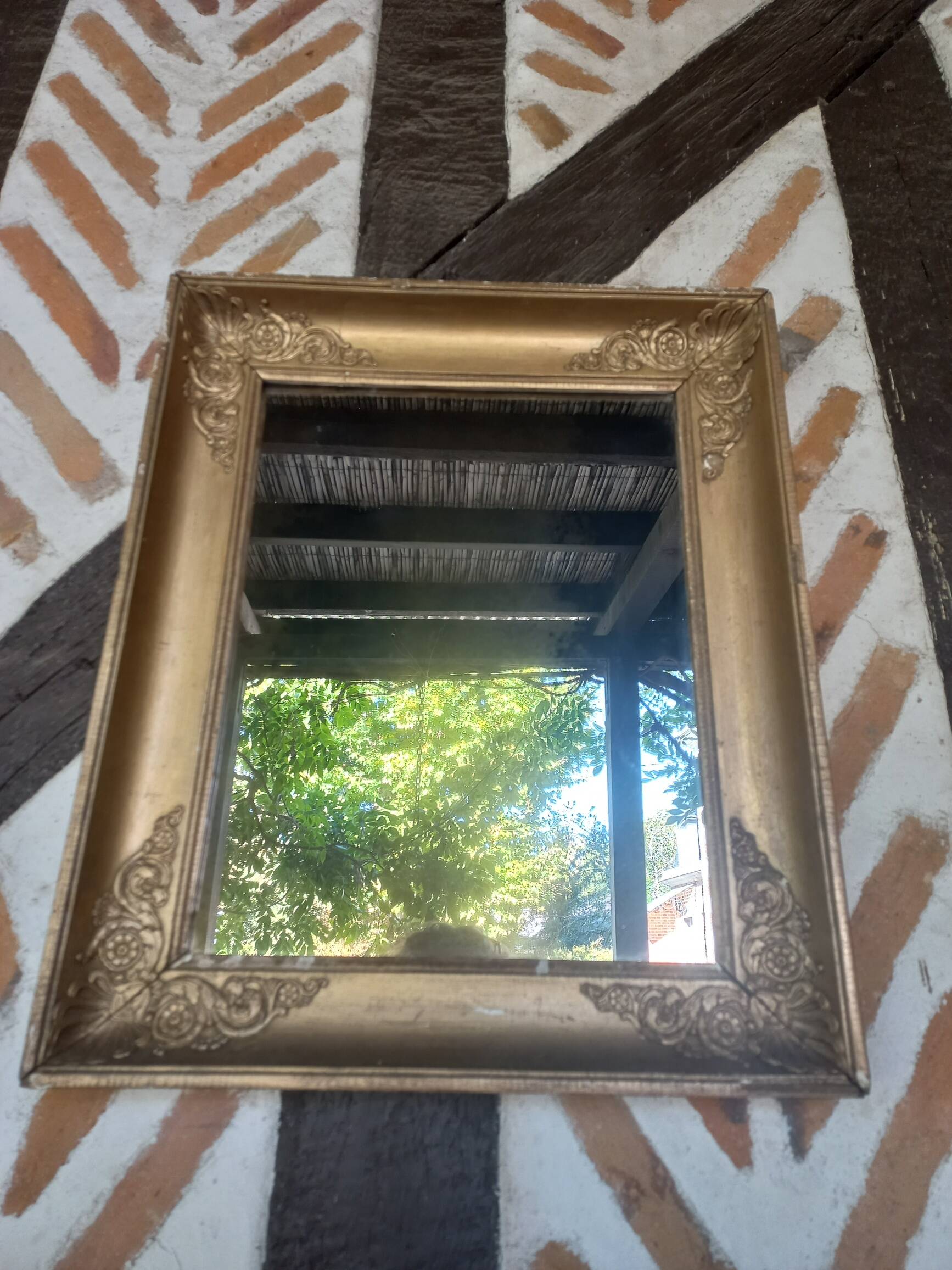 Old gilded wood mirror late 18th century early 19th century