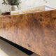 Table basse italienne laque loupe d’orme
