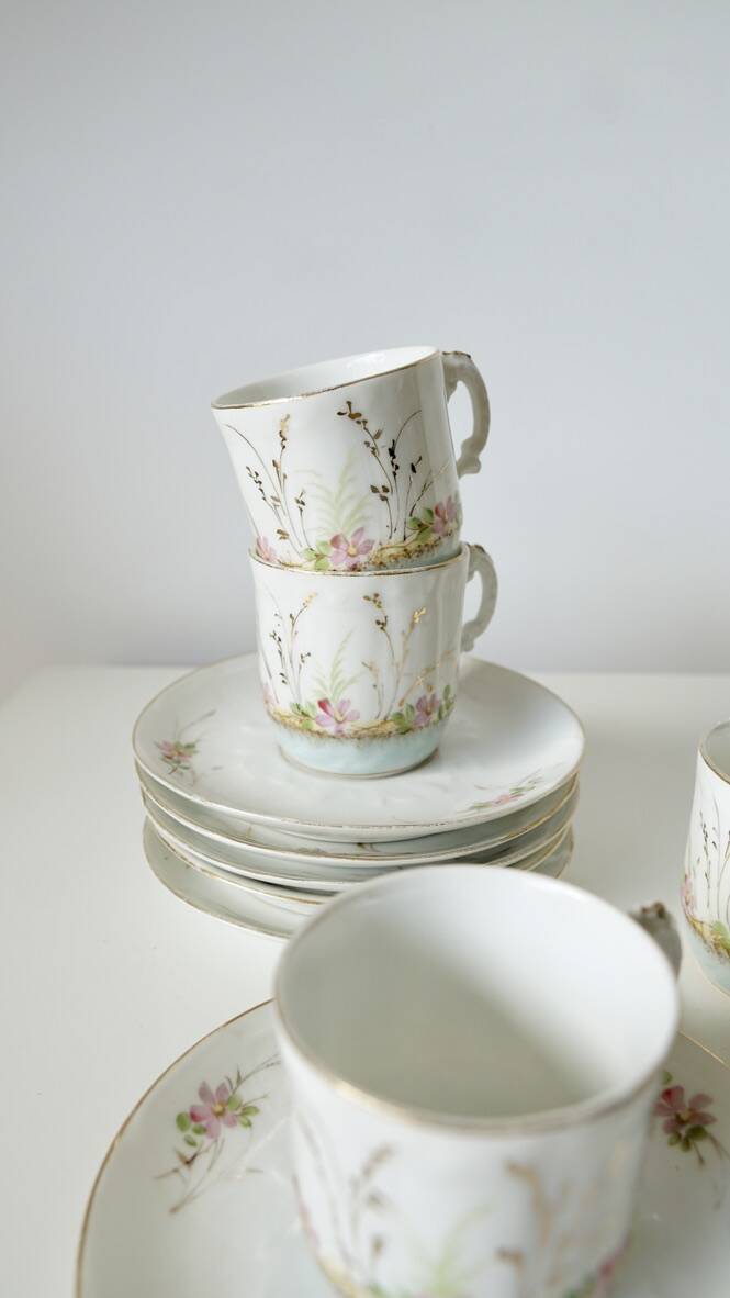 Set of 6 Limoges porcelain cups Barny Rigoni & Langle - 19th century