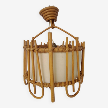 Bamboo and vintage paper pendant light