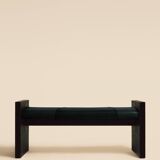 Maërl SEPIA bench, ebonized chestnut and black leather.