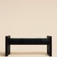 Maërl SEPIA bench, ebonized chestnut and black leather.