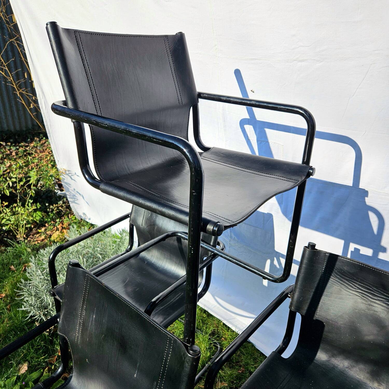 4 Matteo Grassi armchairs in black leather