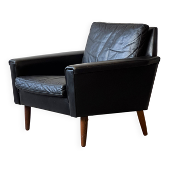 Comfortable leather armchair, Denmark 60s/70s, vintage, mid-century modern