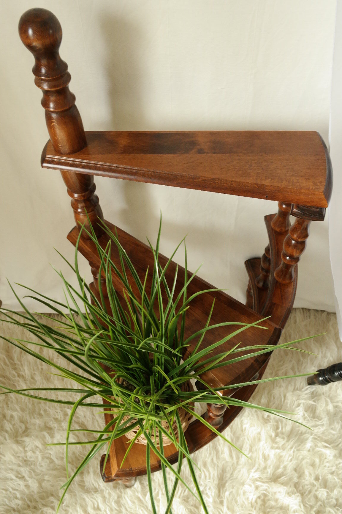 Vintage Beech Library Staircase Shelf