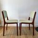 Pair of wooden armchairs and green and ecru fabrics 70s