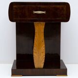 Pair of Art Deco Italian Walnut Briar and Maple Bedside Tables, 1920s