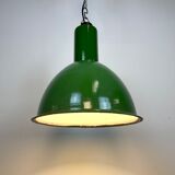 Industrial Soviet Green Enamel Pendant Lamp, 1960s