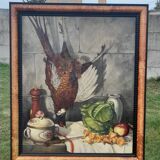 Oil on canvas framed The pheasant R. Tanguy 73 X 60 cm