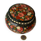 Old large lacquered box vintage flowers