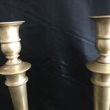 Pair of candlesticks, art nouveau, golden bronze
